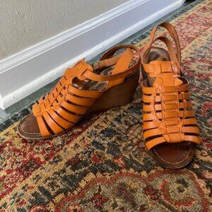 Leather Wedge Heel Sandals